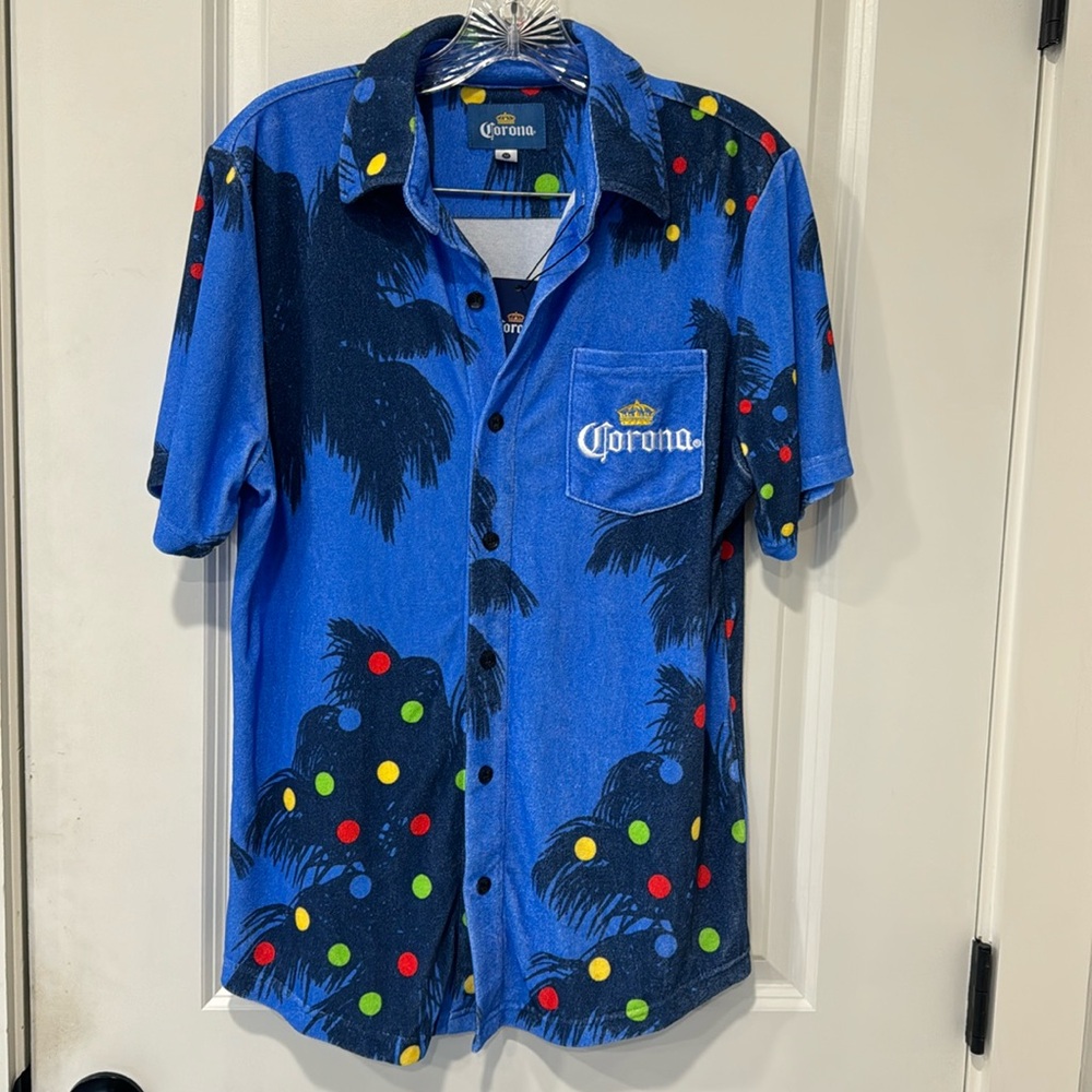 Corona palm tree festive holiday shirt men’s Small - Medium